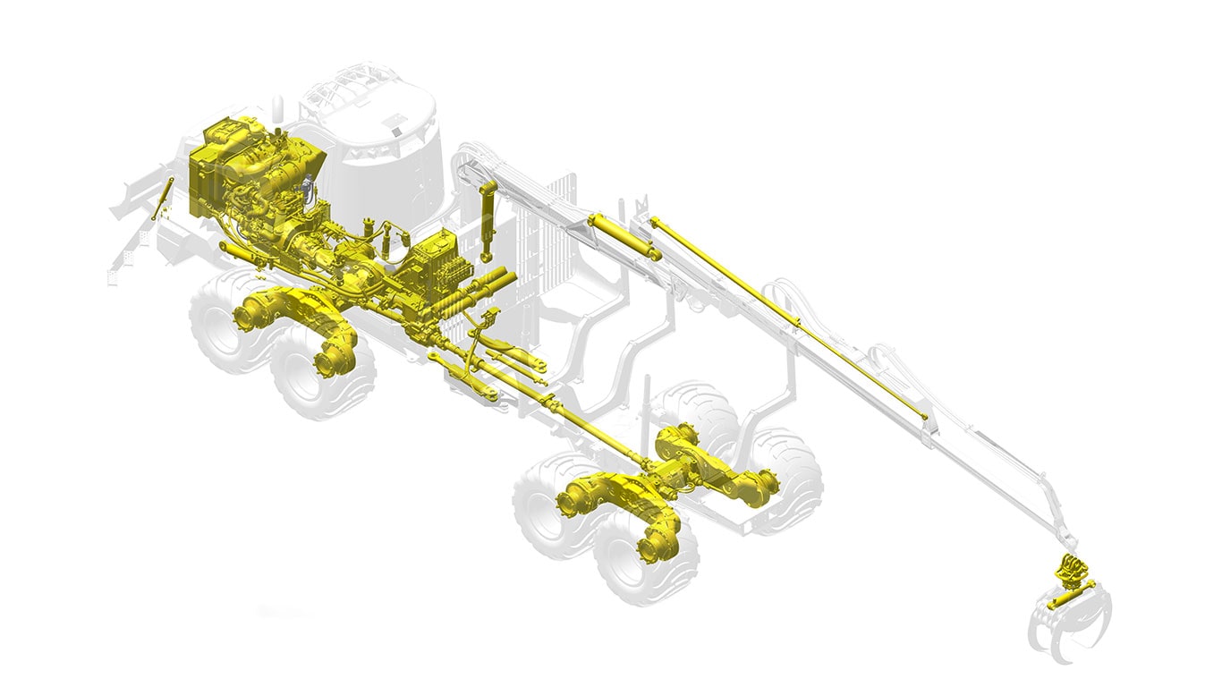 Máquina de base com sistema hidráulico e motopropulsor